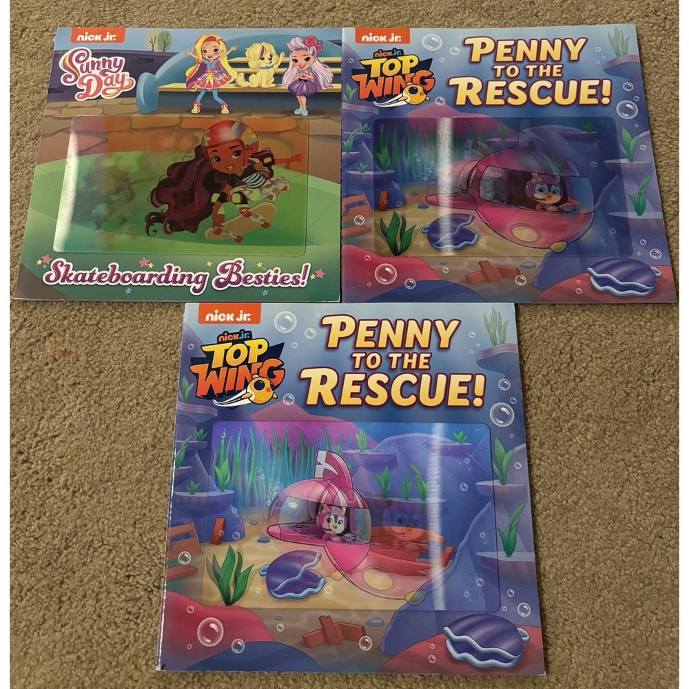 Nick Jr Books Penny to the Rescue Top Wings & Skateboarding Bestie Sunny day